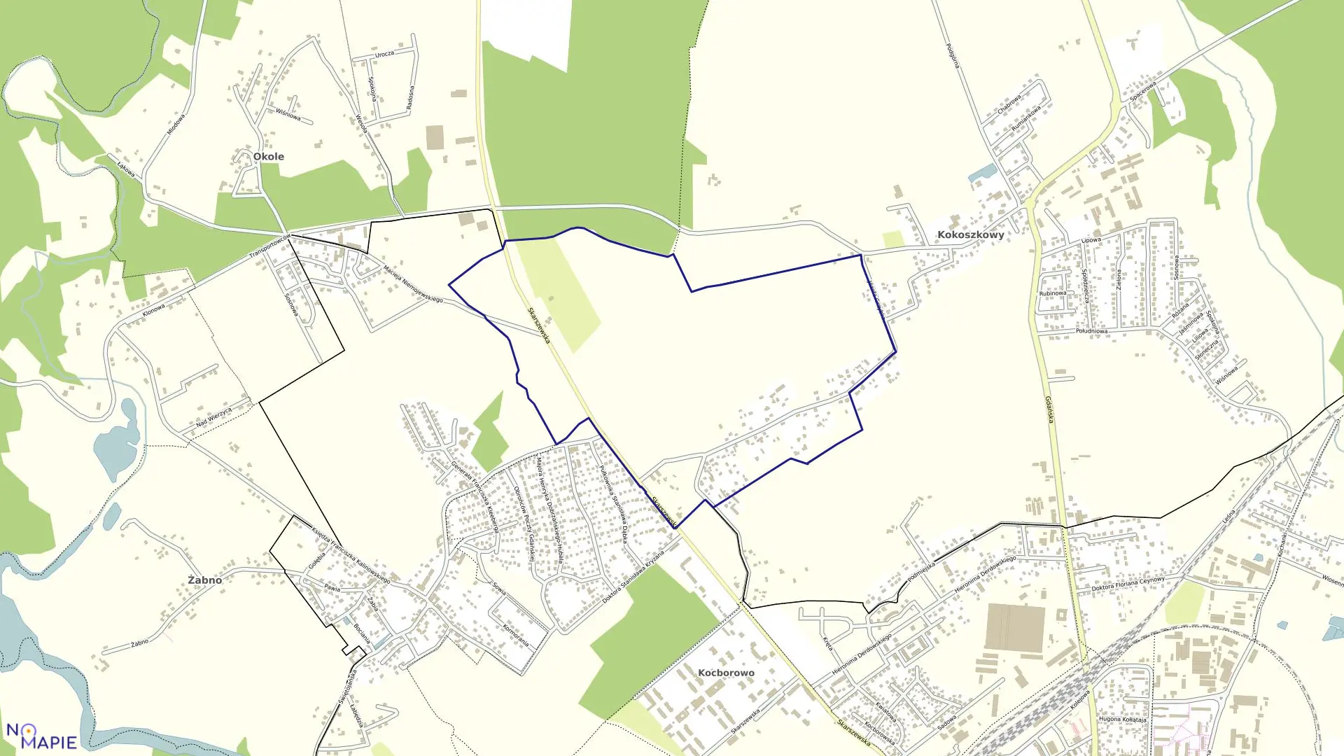 Mapa obrębu 1 w mieście Starogard Gdański