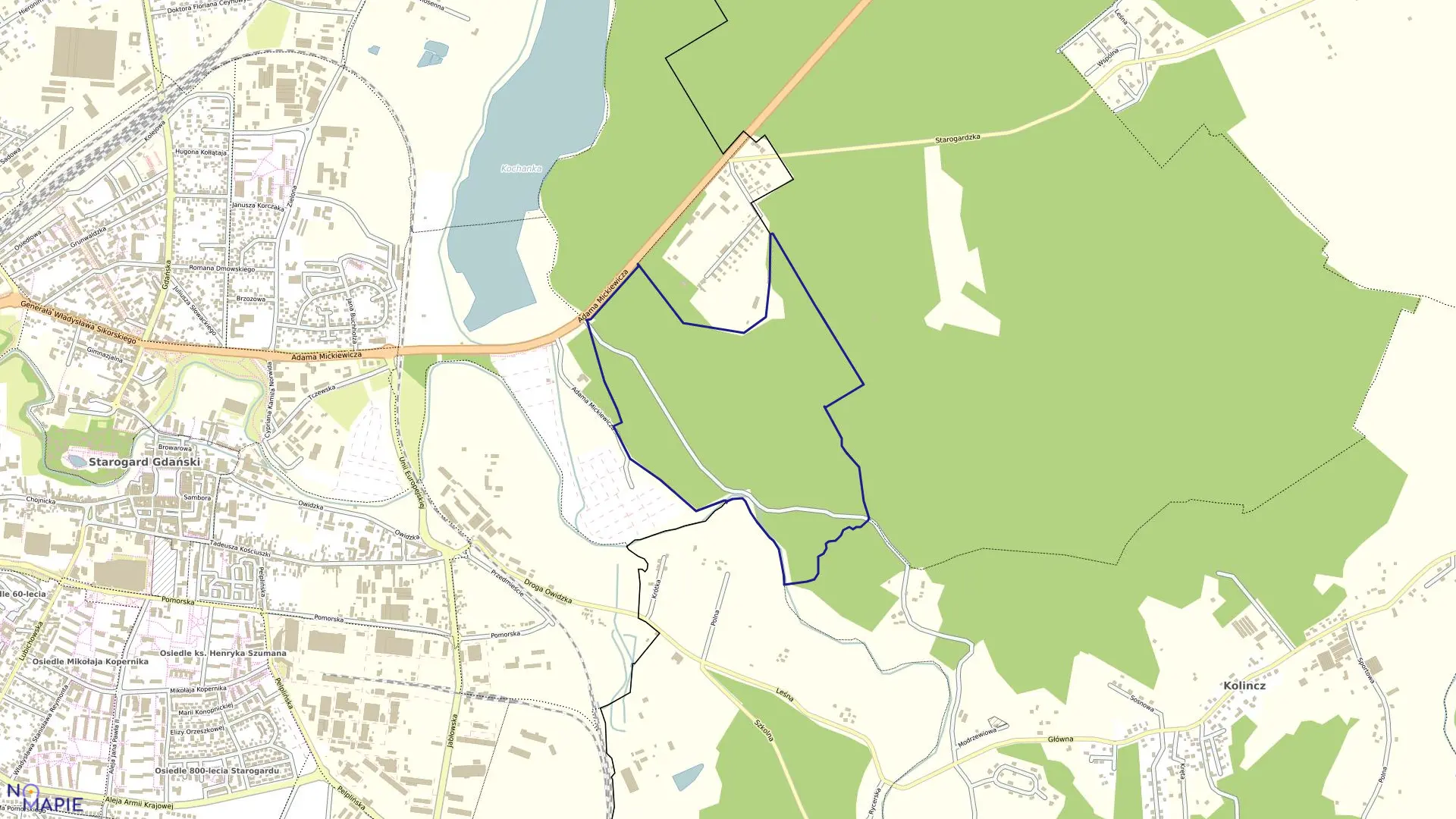 Mapa obrębu 10 w mieście Starogard Gdański