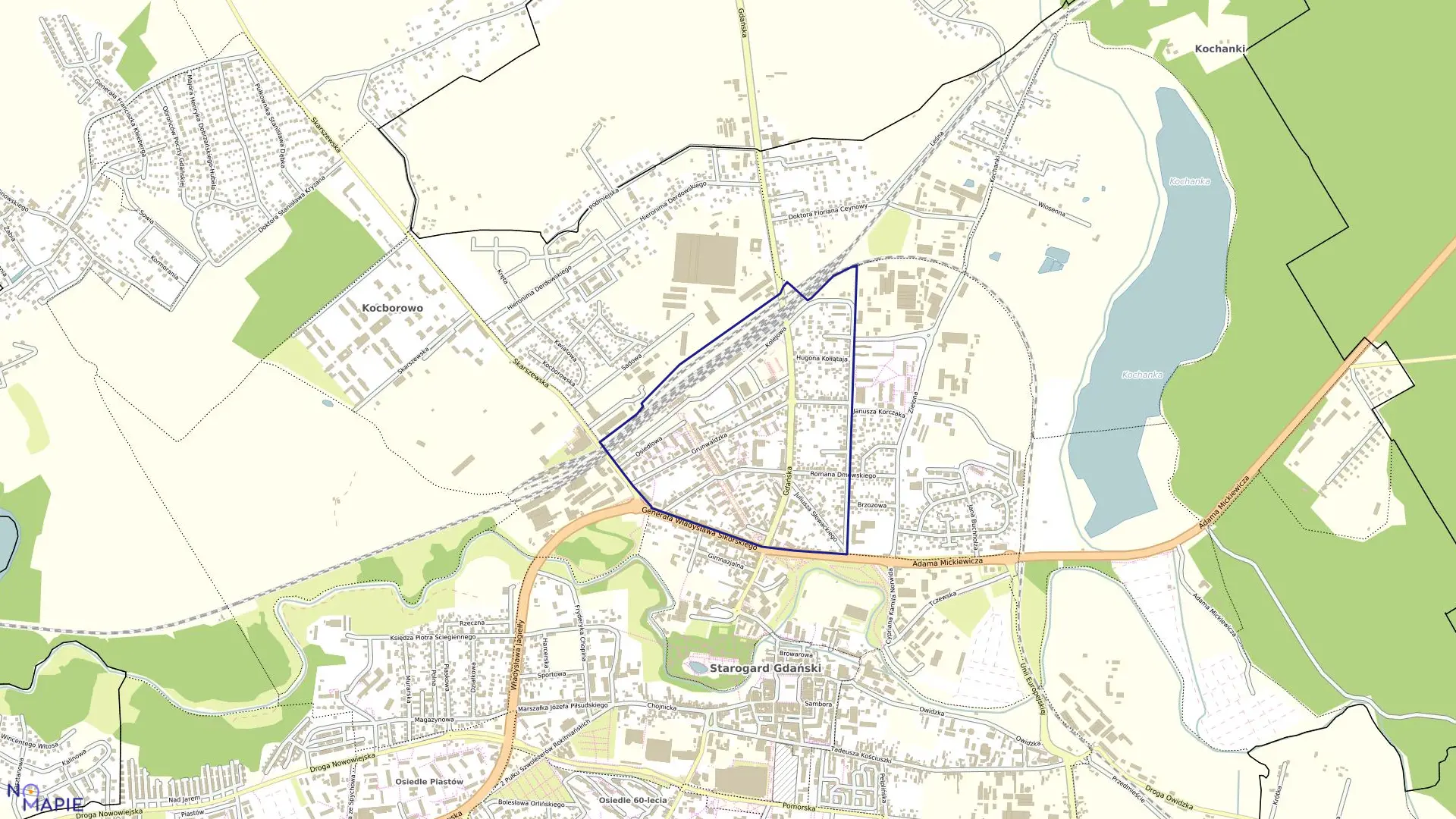 Mapa obrębu 13 w mieście Starogard Gdański