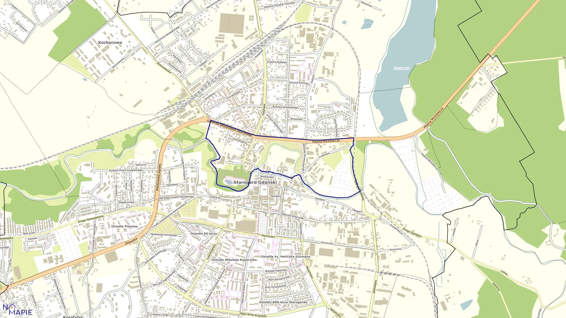 Mapa obrębu 14 w mieście Starogard Gdański