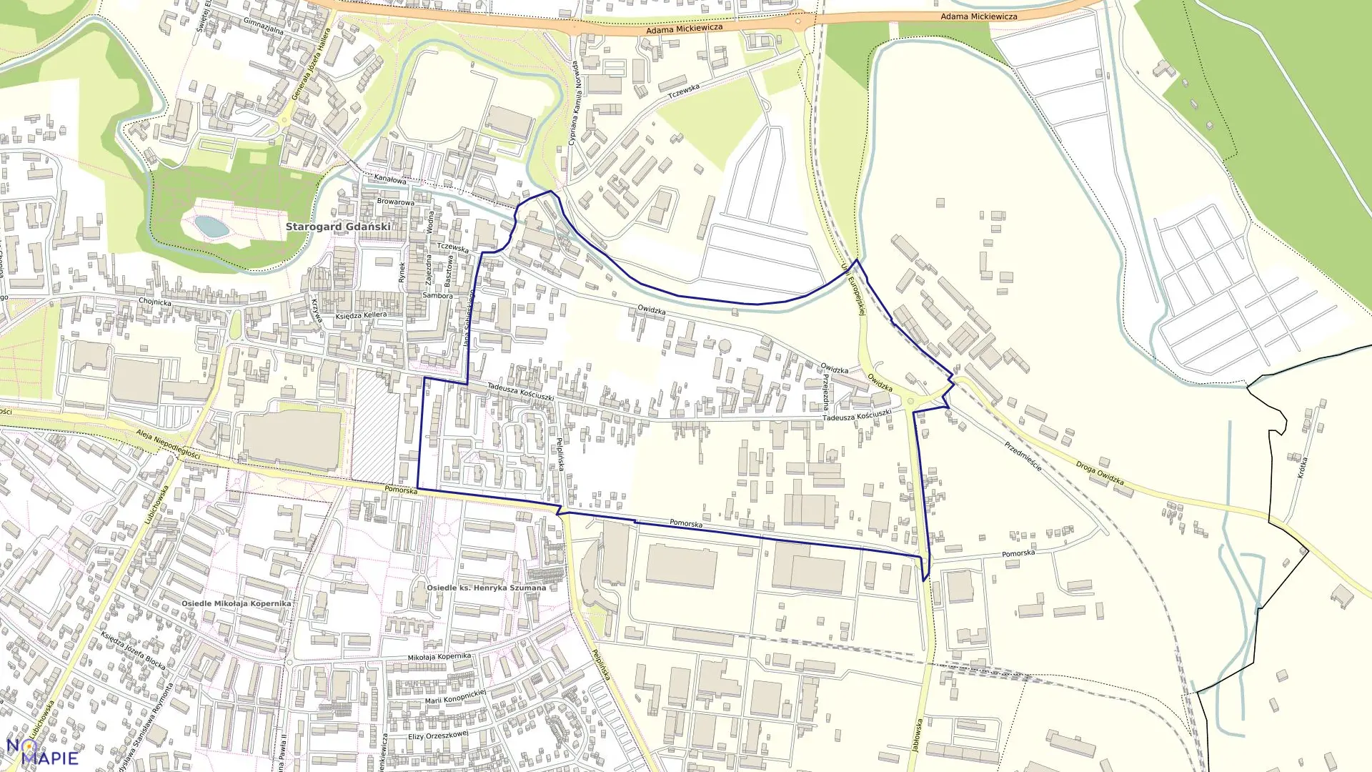 Mapa obrębu 16 w mieście Starogard Gdański