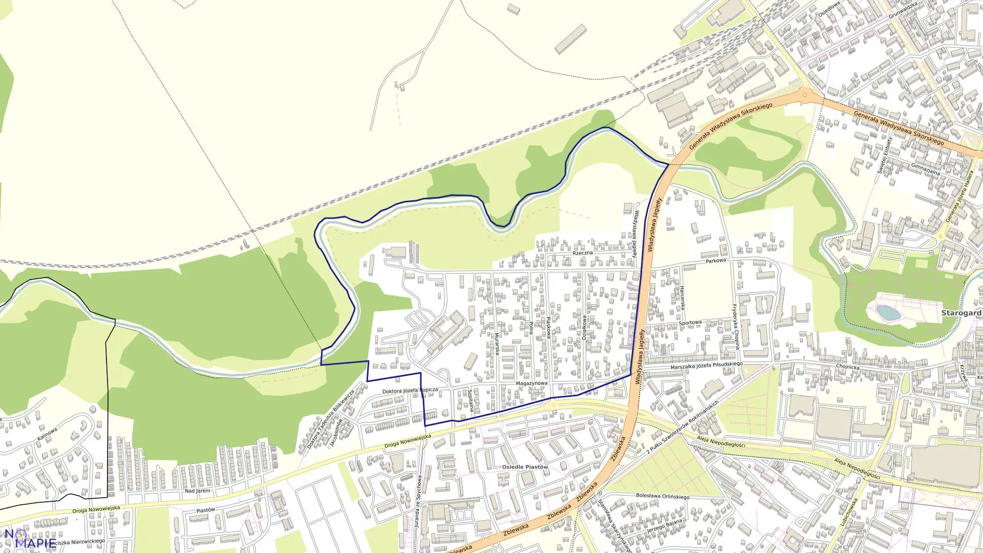 Mapa obrębu 18 w mieście Starogard Gdański