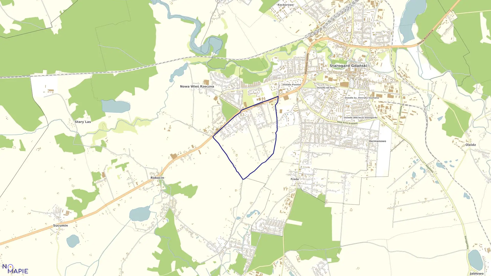 Mapa obrębu 20 w mieście Starogard Gdański