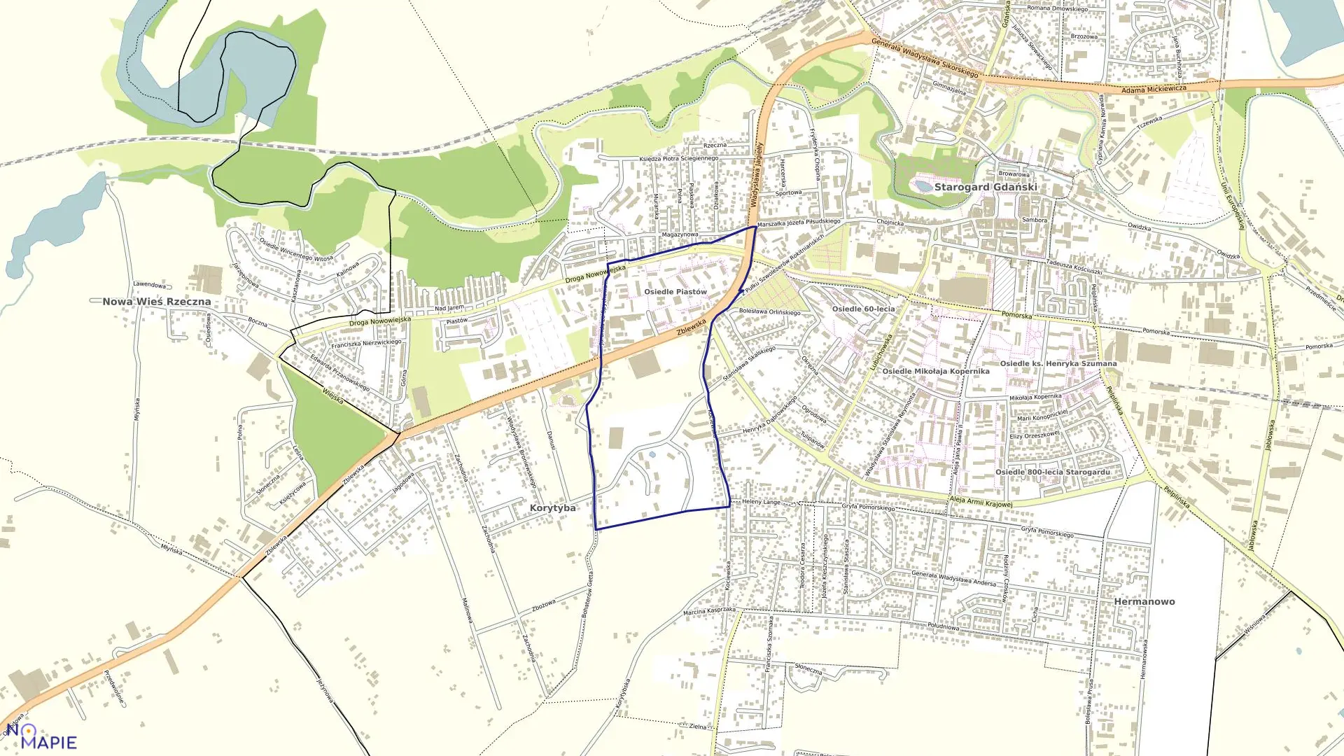 Mapa obrębu 21 w mieście Starogard Gdański