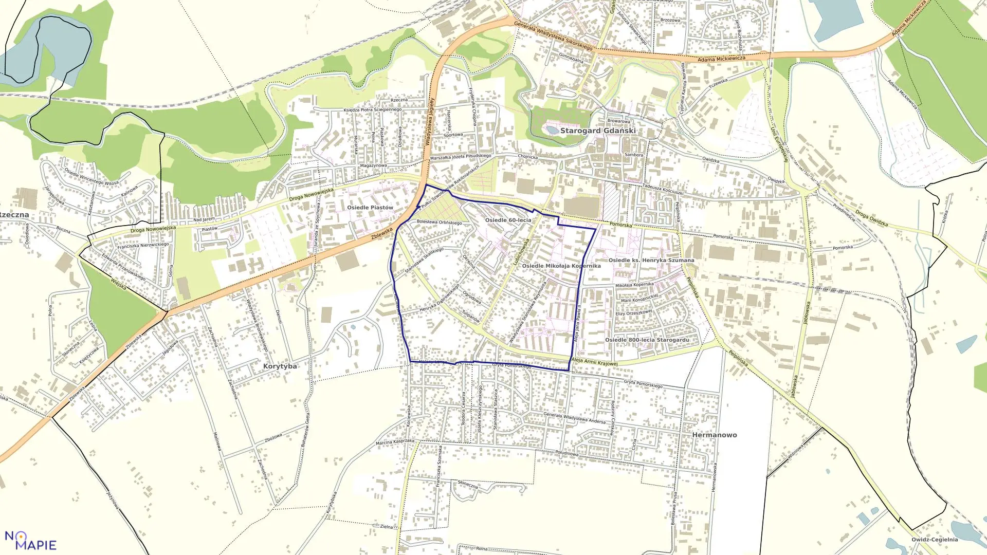 Mapa obrębu 22 w mieście Starogard Gdański