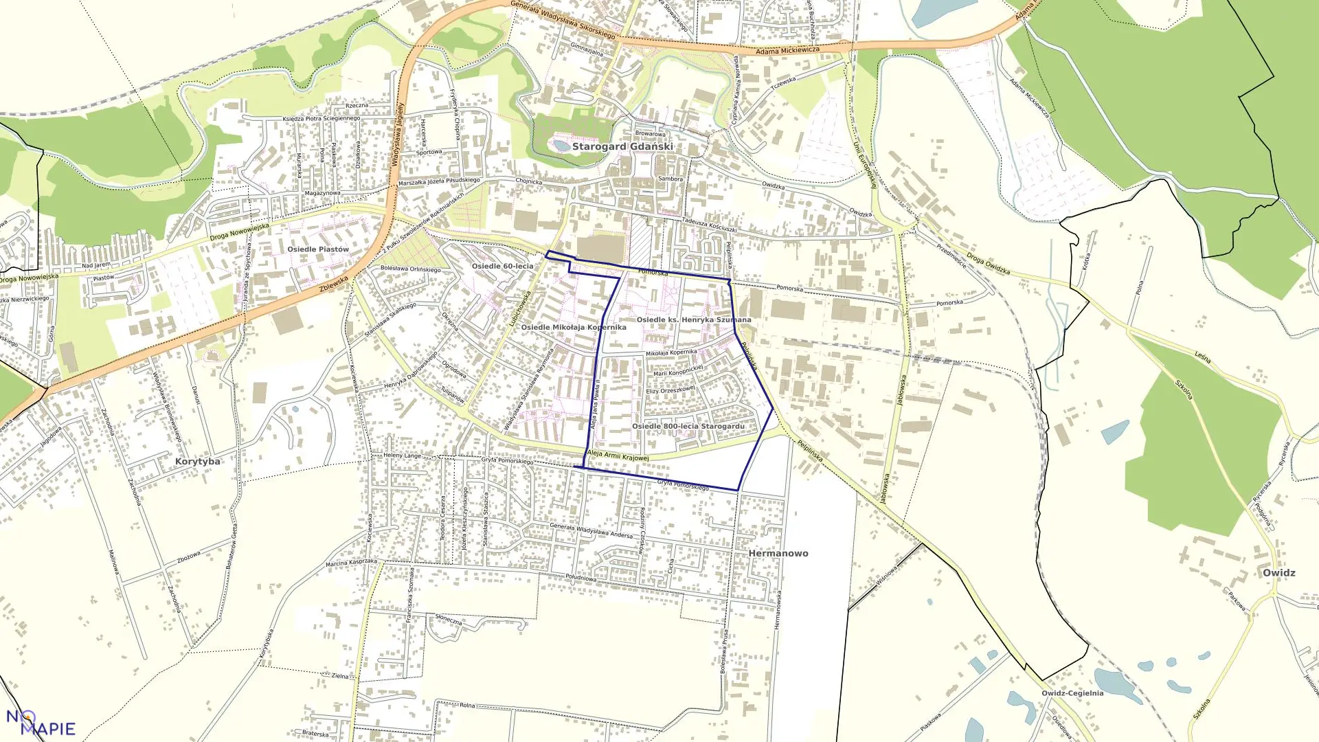 Mapa obrębu 23 w mieście Starogard Gdański