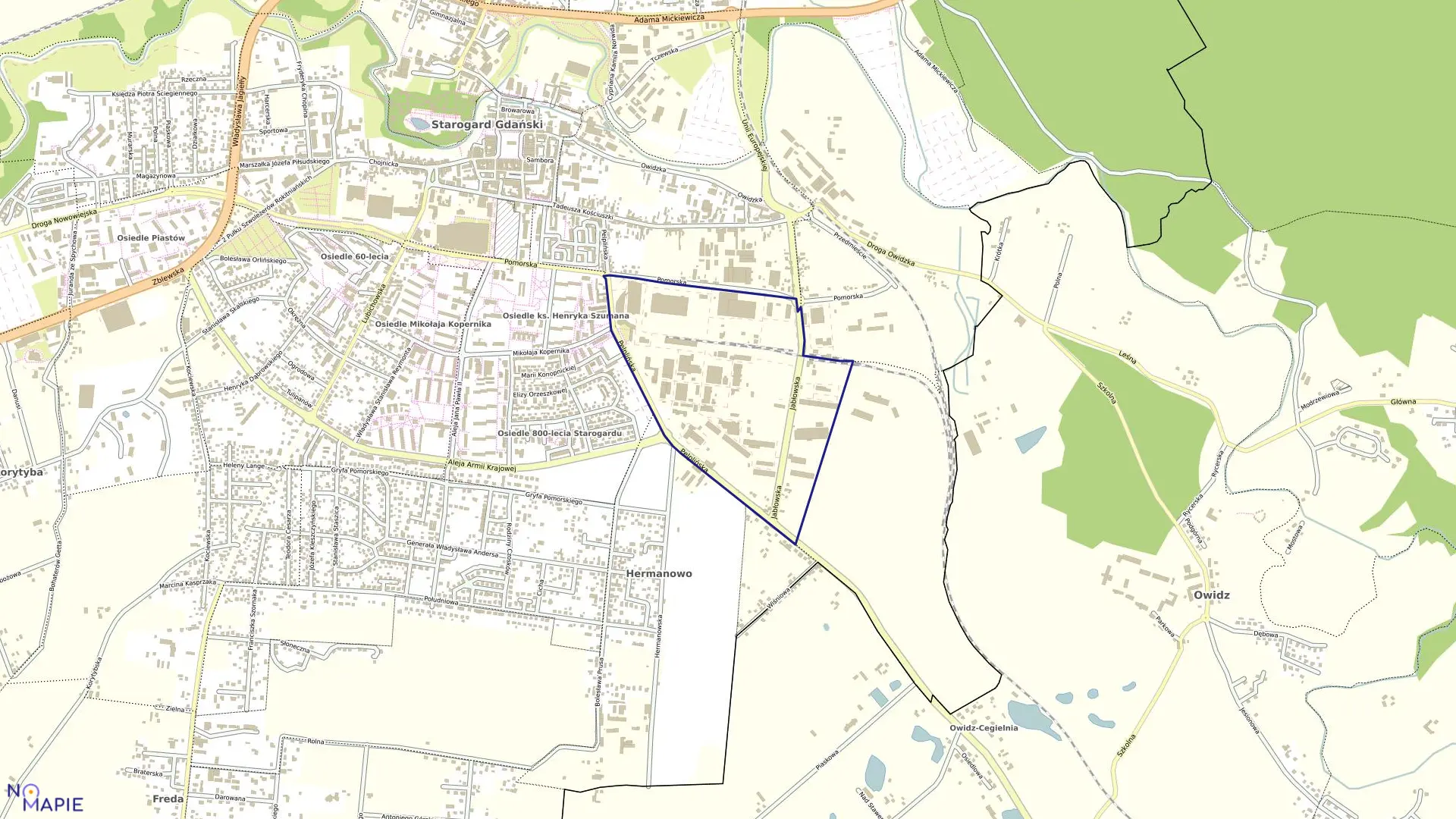 Mapa obrębu 24 w mieście Starogard Gdański