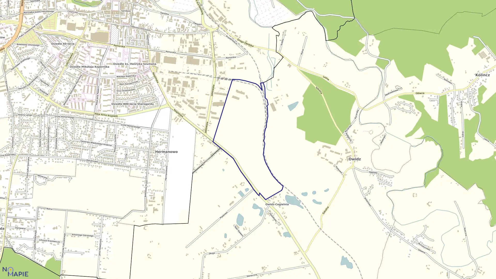 Mapa obrębu 25 w mieście Starogard Gdański