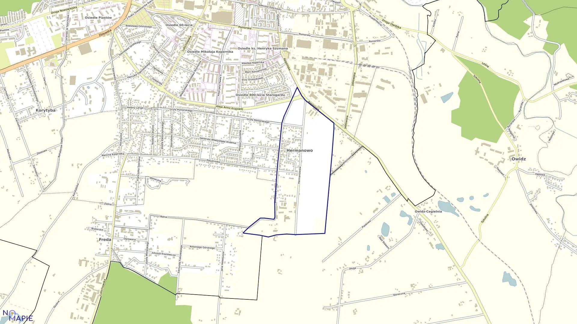 Mapa obrębu 27 w mieście Starogard Gdański