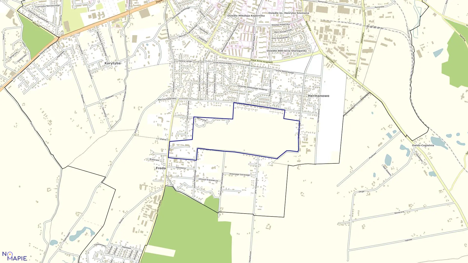 Mapa obrębu 28 w mieście Starogard Gdański