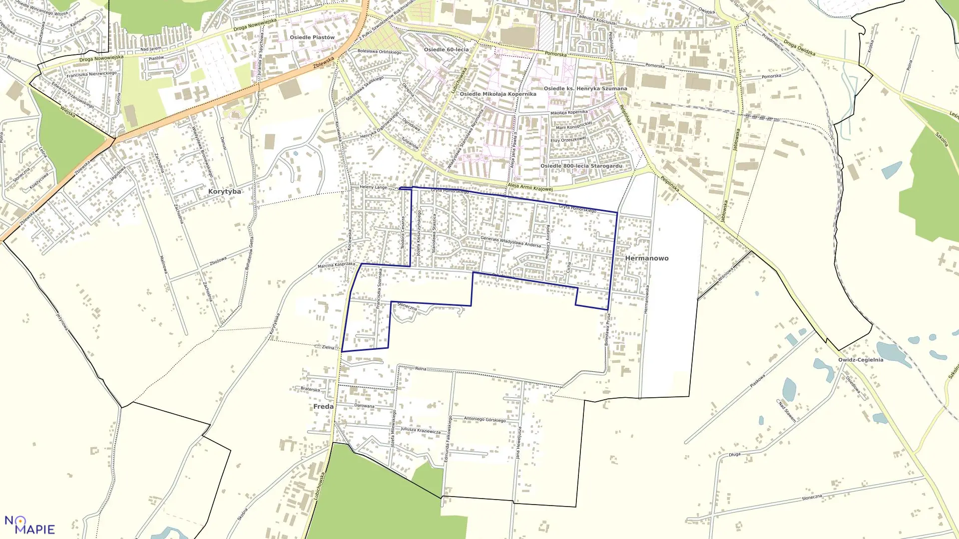 Mapa obrębu 29 w mieście Starogard Gdański