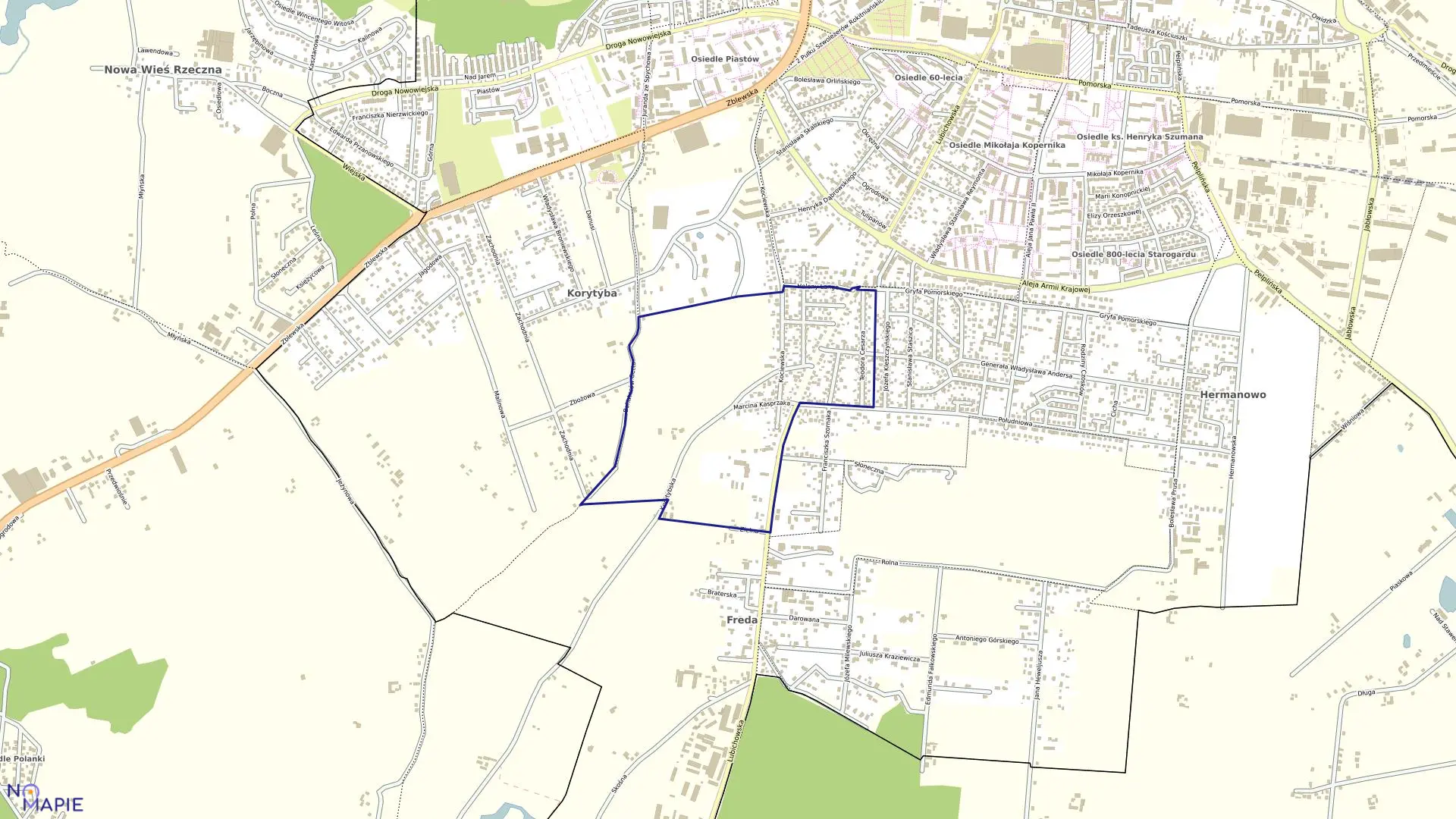 Mapa obrębu 30 w mieście Starogard Gdański