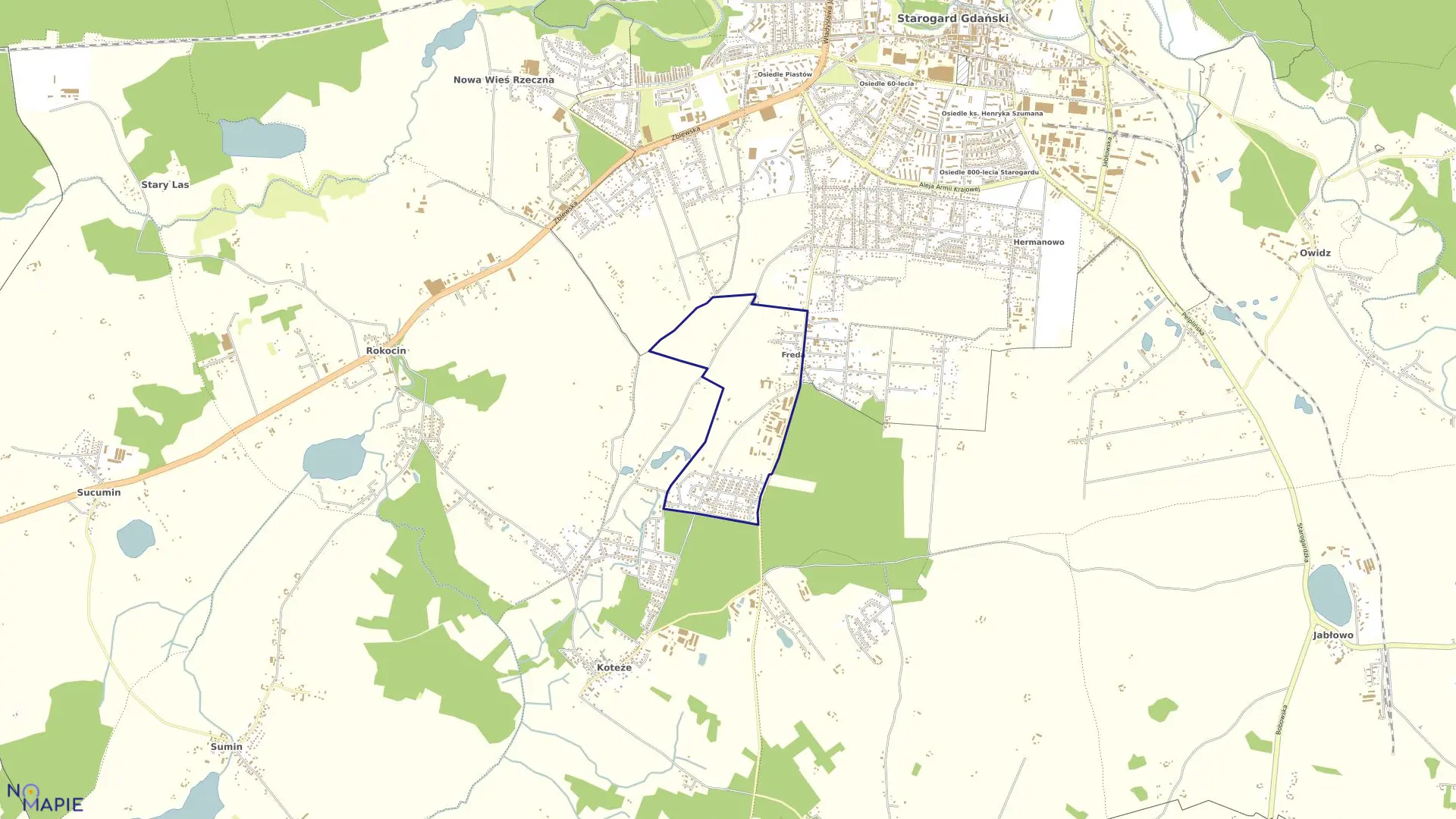 Mapa obrębu 32 w mieście Starogard Gdański