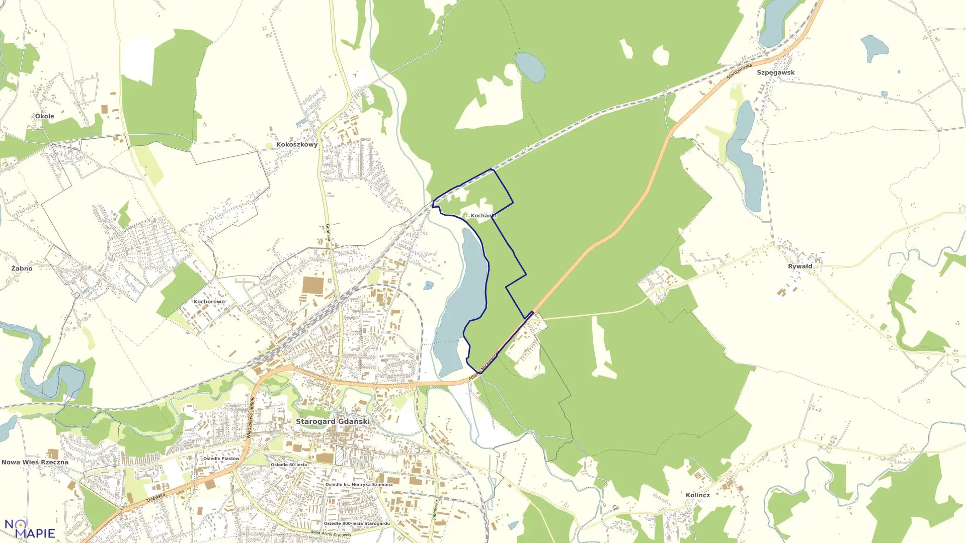 Mapa obrębu 8 w mieście Starogard Gdański